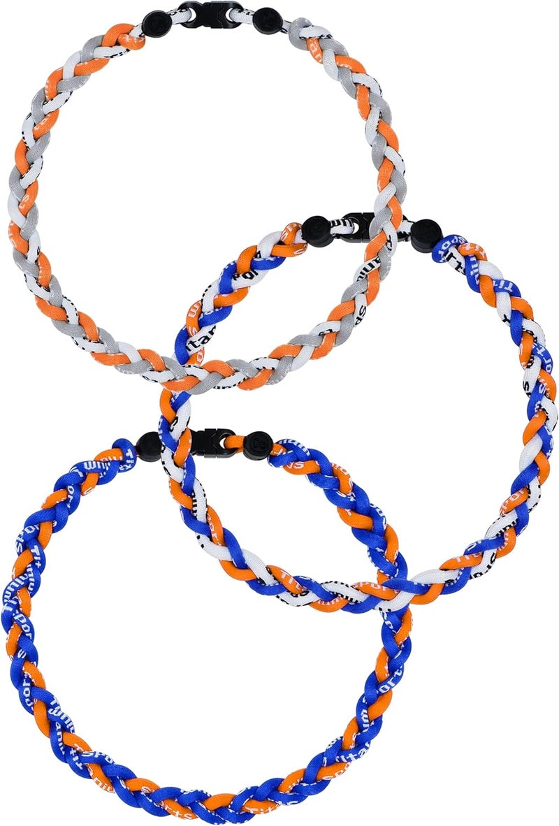 SUPBOMM 3 pcs Baseball Rope Necklaces, League Team Colors Braided Necklace, Baseball Team Gifts - Image 1